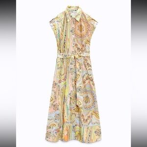 Zara Multicolor Paisley Midi Dress